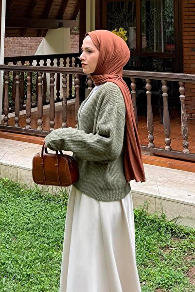 lamelif Crop V-Neck Cardigan Khaki