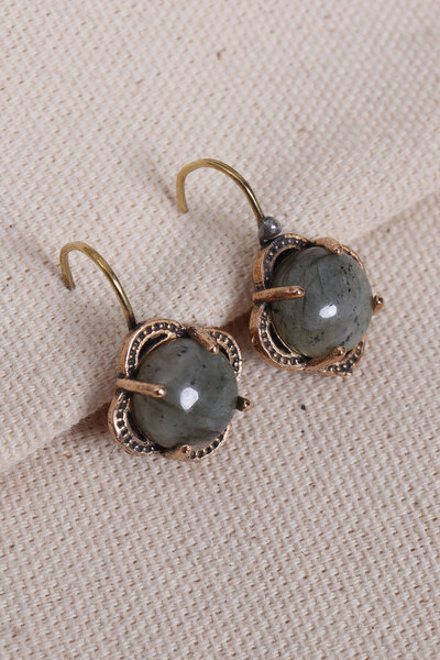 Süspüs Accessories Labradorite Stone Flower Model Authentic Earrings