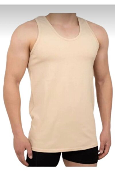 Çift Kaplan Ribana Dokum Bej Erkek Atleti 775