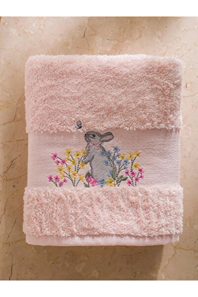LC Waikiki Lcw Home Pink Embroidered Cotton Face Towel 50X80 cm