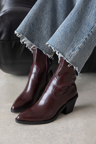 wolk shoes ose Kadın Kırışık Deri Topuklu Bot