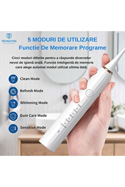 TehnoTek M1 Sonic Electric Toothbrush - 41,000 pulses/min, 5 modes, 3 intensities