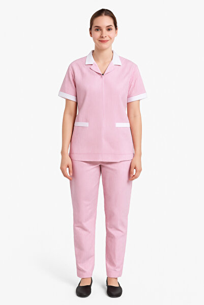 Rannah's Uniform طقم زي خادمة منزلي مخطط للنساء مع سحاب للإغلاق، بلوزة بأكمام...