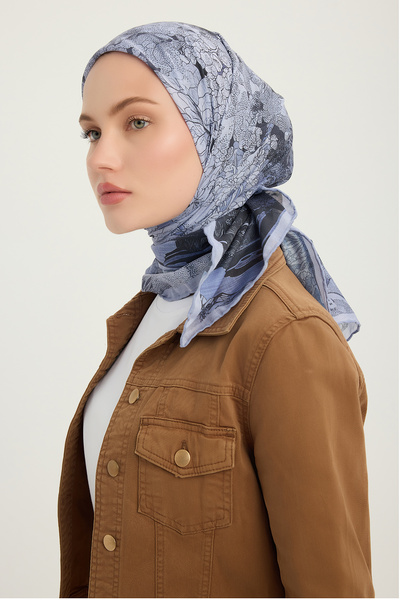 ipekistanbul وشاح إيفيليا منقوش - المواسم الهادئة - أرجواني