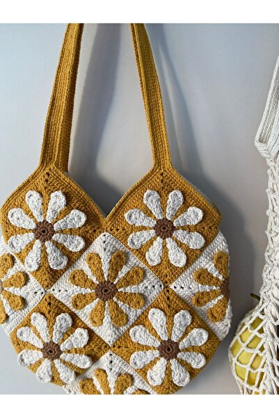 EHF LifeStyle RETRO DAISY EL ÖRGÜSÜ MOTİF ÇANTA