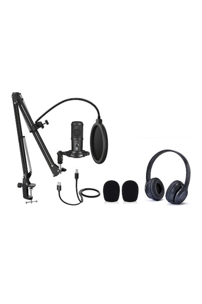 EasyPix Kitul My Studio Podcast - Microfon cu condensator și căști stereo, negru