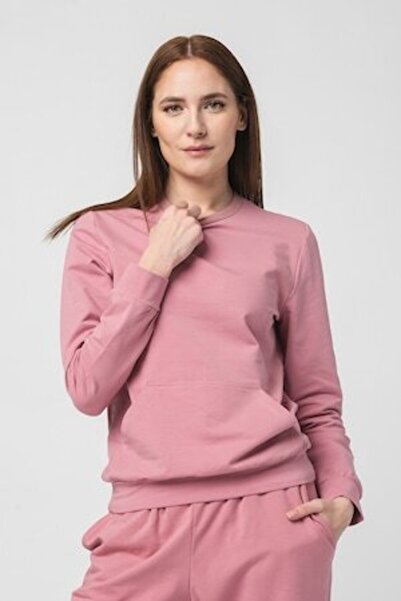 Pegas - Sports sweatshirt with kangaroo pocket, Dusty pink, M