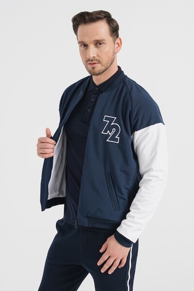 Pegas geacă bomber cu mâneci raglan, alb/bleumarin, L