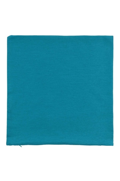 SHOPIENS Decorative Pillow Cover, Petrol, 50x50 cm, Polyester & Linen, Zipper, Double-sided