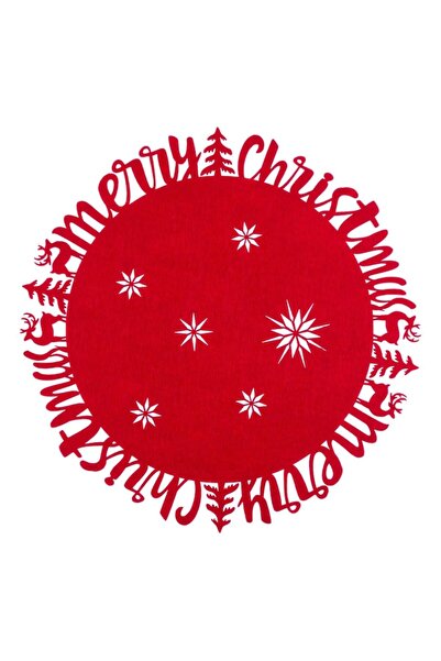 MYONNA IT & E- COMMERCE Felt Placemat "Merry Christmas", Red, 35 cm Diameter