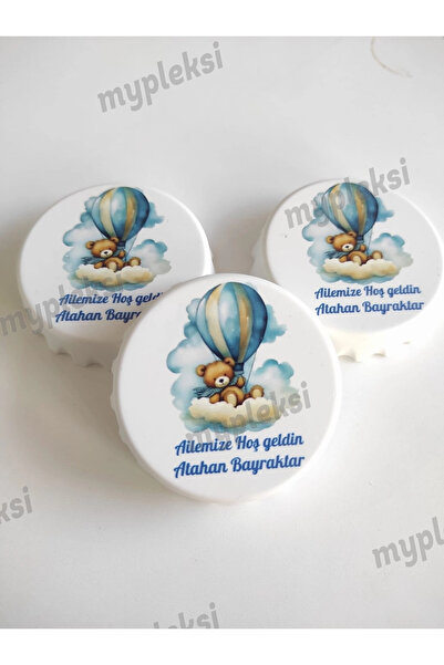 mypleksi Bulutlu Ayıcık Desenli Gazoz Kapağı Açacak Magnet (10 Adet)