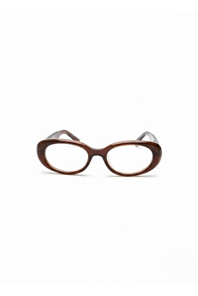 Goldmine Unisex Retro Oval Blueblock Gözlük Kahverengi | Kılıf ve Silme Bezi Hediyeli
