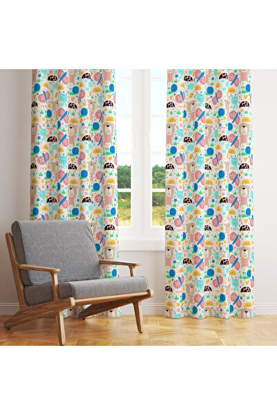 LadiesHome Beyaz Pastel Uçak Balonlu Çocuk 140x260 Tek Kanat Fon Perde