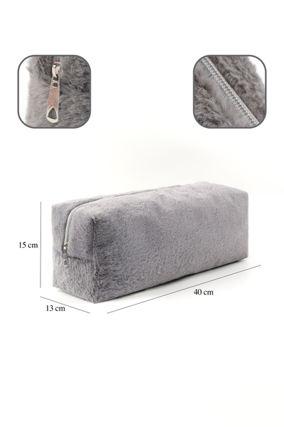 SHAKA Gray Shk268 XL Size Plush Fabric, Hair Styling, Makeup and Travel Bag