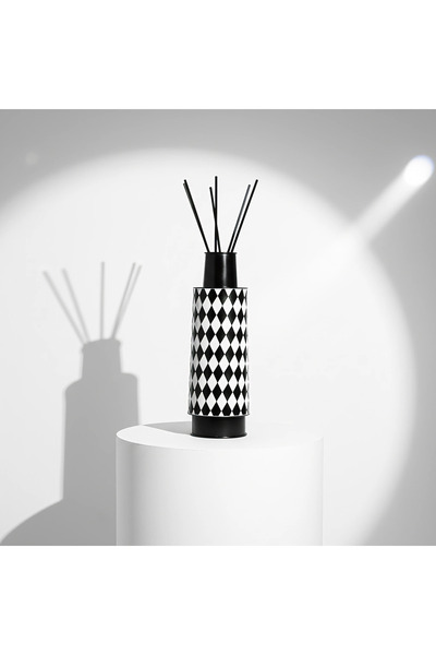 Hinora Vază metalică model în carouri alb-negru dimensiune mică 45x16x16cm