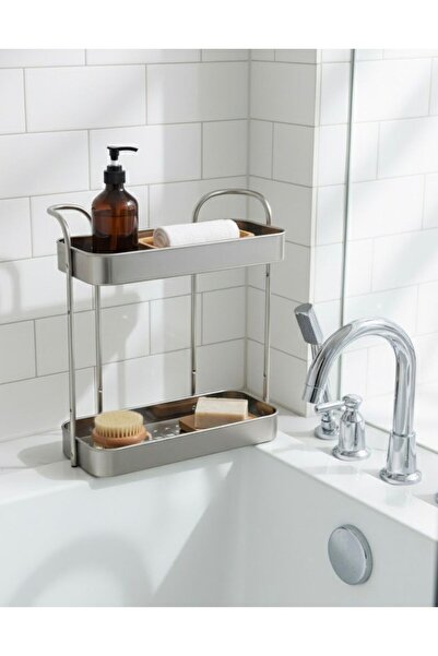 Noor High-quality bathroom shelf, two-tier, rectangular shape, stainless steel, 37*40