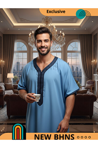 ALFASSIYAH Men's Shirt, Nightgown, Moroccan Thobe, Comfort Luxury Men's Gifts House Dress Comfort Moroccan Shirt, Men's Thobe Seven