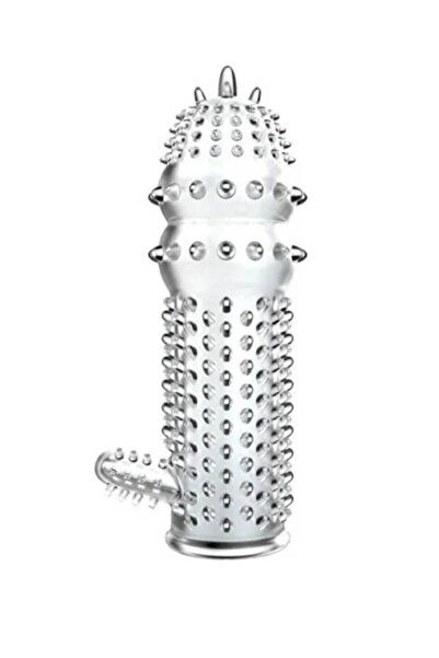 Platox Silikon Sınırsız Kullanımlı Tırtıklı Klitoris Uyarıcılı Penis Kılıfı Prezervatif+Kayganlaştırıcı