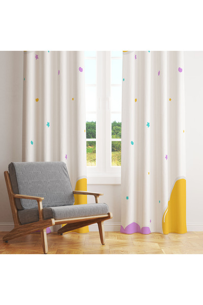 LadiesHome ستارة خلفية لغرفة الأطفال بنمط السحب والنجوم الملونة مقاس 140 × 260 سم