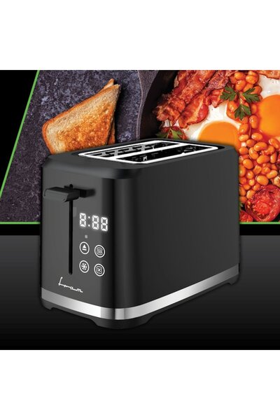 FRAM Prăjitor de pâine FTP-8007DBK, 800W, 2 felii, 7 niveluri de rumenire, tavă detașabilă pentru firimituri, negru/inox