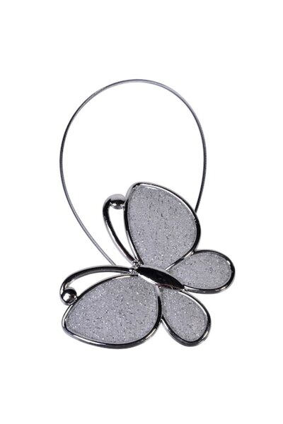 SHOPIENS Broșă magnetică pentru perdea, fluture, argintie, 20 cm
