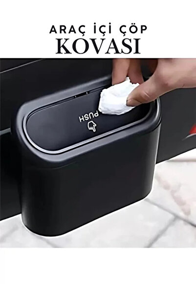 UFİX Car Trash Can In-Car Portable Organizer with Lid Garbage Bucket Push Lid Bucket