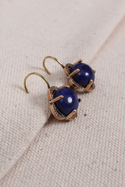 Süspüs Accessories Lapis Stone Flower Model Authentic Earrings