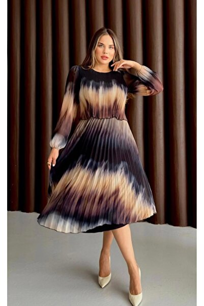 STEPS Fire Pile Batik Pattern Midi Length Dress
