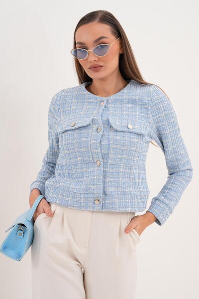 ŞİMAL Дамско сако с кръгла яка, копчета и пайети 255346 -