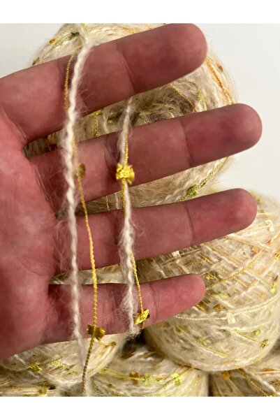 İPEK YÜN İPLİK DÜNYASI Moher Örgü İpi (Krem) Kelebek İp Karışım 100gr