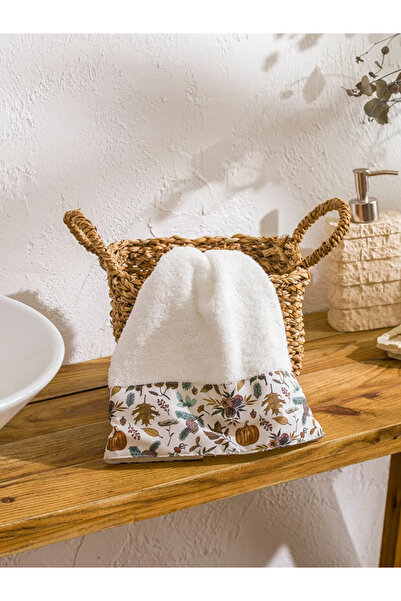 LC Waikiki Lcw Home Ecru Printed Cotton Face Towel 50X80 cm