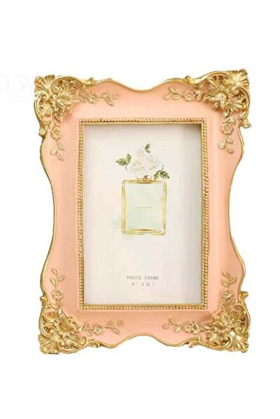 Generic Vintage Ornate Resin Picture Frame with Easel & Hook (4x6 inch) - Pink