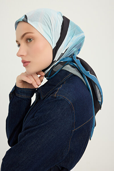 ipekistanbul Eșarfă cu model Efilia - Lalea culorilor - Albastru