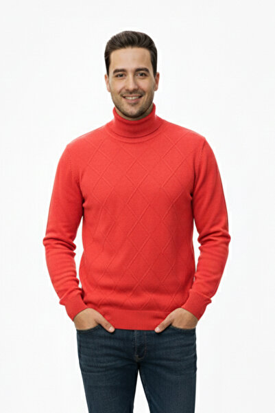 Pulltonic Erkek Balıkçı Yaka Baklava Desenli Kazak