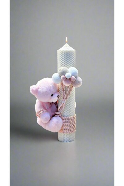 KidsMagazin Lumânare Ursuleț Roz pentru Ceremonie, Înălțime 35 cm