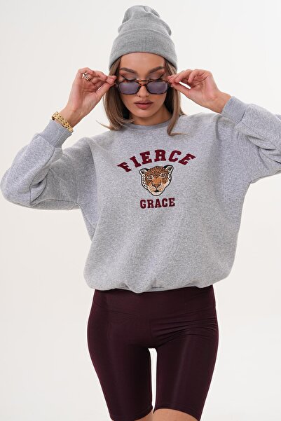 ŞİMAL Γυναικείο φούτερ με κέντημα μπροστά με τρία νήματα 255375 -