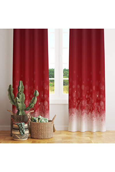 LadiesHome Red Gradient Backdrop Christmas Themed Single Wing Background Curtain 140X260 cm
