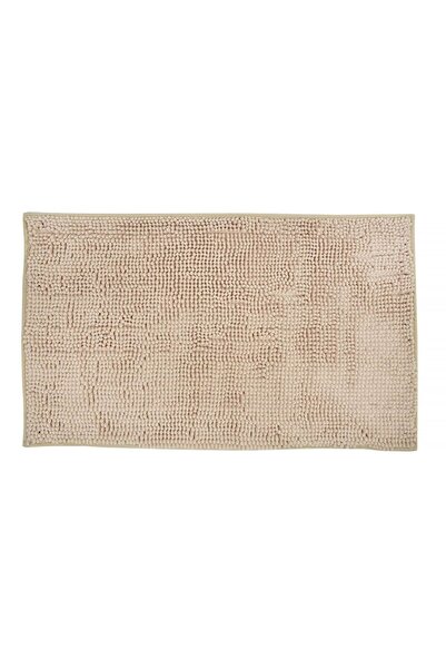 SHOPIENS Chenille Bath Mat, Ribbed, Ecru, 75x45 cm, Microfiber, Non-slip