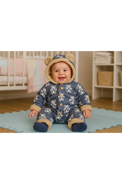 MİLAYS LİFE HOME COLLECTİON 0-3 Ay Erkek Bebek Içi Kuzu Astarlı Dışı Jakarlı ...