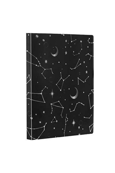 SHOPIENS Plastic Folder Constellations, 20 Pockets, Black Cover, Zodiac Design, A4
