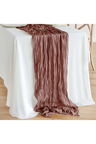 Other BOHO ROUND TREADMILL POWDER PINK RUSTIC for a delicate table 90x300 cm