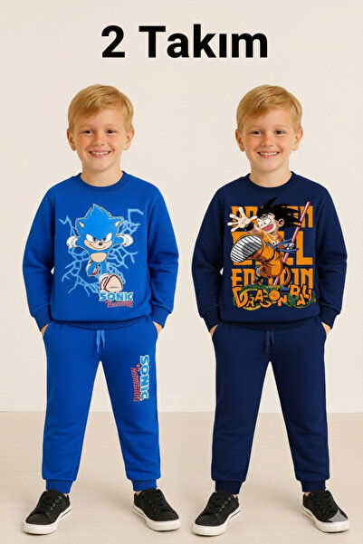 LİTTLE TORTOİSE Kışlık Şardonlu Erkek Çocuk Swaetshirt Eşofman Takımı Alt Üst 2Li Takım