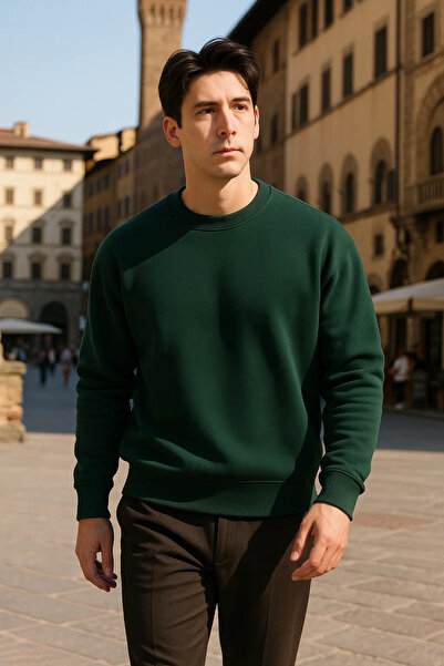 COMBİNE MİCHAİL Unisex Winter Comfortable Long Dark Green Sweater