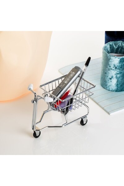 SHOPIENS Suport metalic pentru pix - Formă de bicicletă, Argintiu, 15x8.5x12 cm