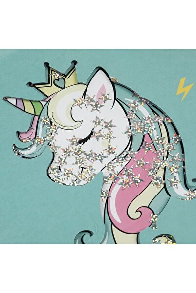 SHOPIENS Fancy Cardboard Folder, Unicorn Confetti, Elastic Closure, Mint Green, 24x32 cm
