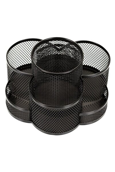 SHOPIENS Suport metalic rotativ pentru pix, 7 compartimente, negru, 18x9cm, MYONNA IT & E-COMMERCE ®