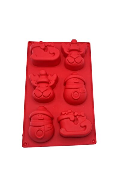 Alpina Silicone cake mold, Christmas design, 6 cavities, Red, 27 cm,