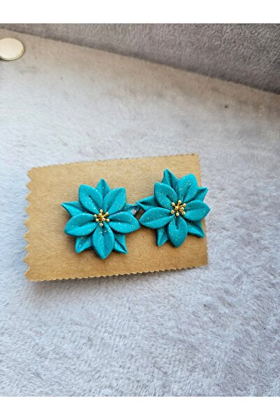 handmadewithlove Amira Earrings – poinsettia – turquoise blue