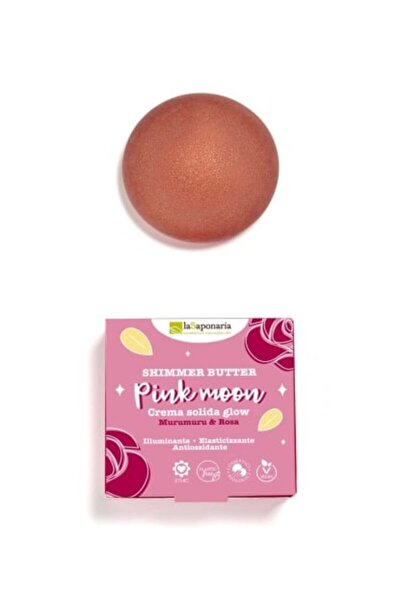 La Saponaria Pink Moon solid body butter for radiance with murumuru and rose,...