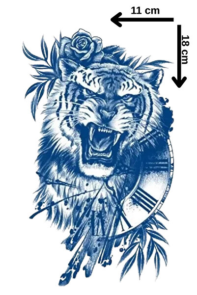 Barly 30 Gün / 1 Ay Kalıcı Kurt Figürlü 12 Saat Sonra Kararan Geçici Dövme Tattoo